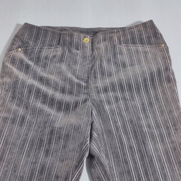 Abbie Mags corduroy pants women's size 12 brown stripes pattern straight leg - Picture 2 of 12